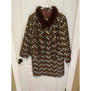 Vintage Fashions by Lee Jordan New York Sheath Dress with jacket real fur collar